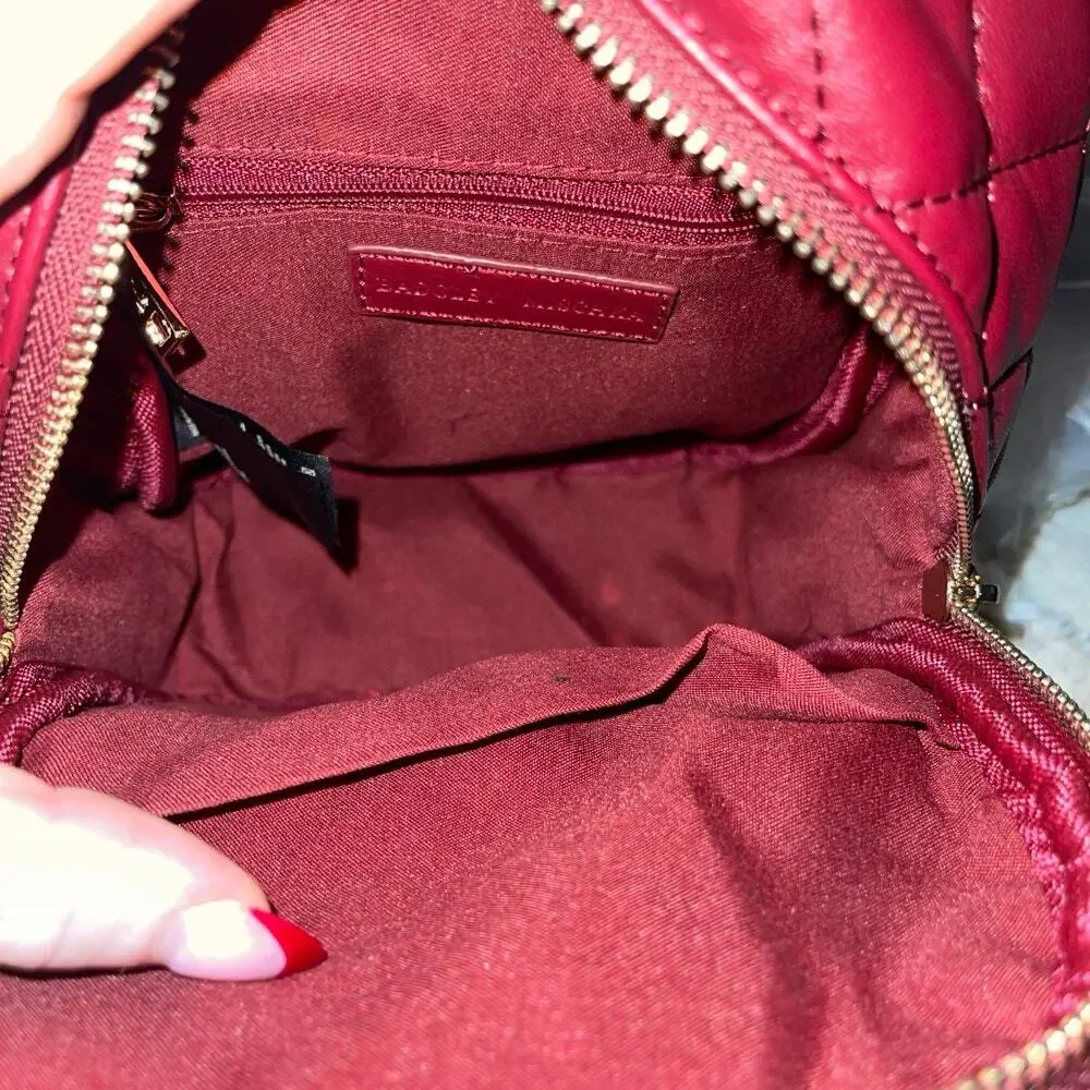 Badgley Mischka Mini Backpack Burgundy Studded Quilted New With Tags